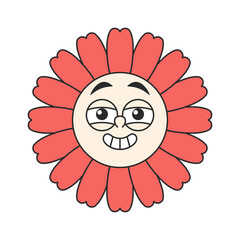 Cheerful daisy flower positive character