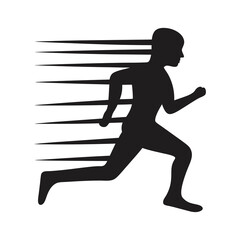 Silhouette of a Person Running with Motion Lines | Dynamic Vector Illustration