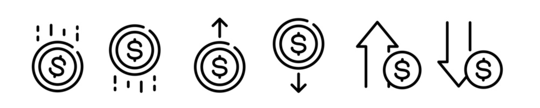 Profit icon set. Money increase icon
