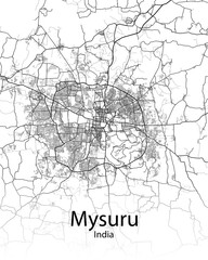 Mysore or Mysuru India minimalist map