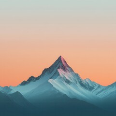 A minimalist background showcasing a majestic single mountain peak against a breathtaking gradient sky, rendered in stunning generative AI art.