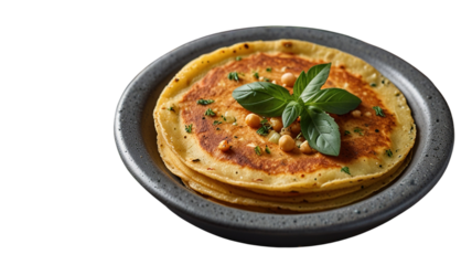 Delicious Socca: Chickpea Pancake with Fresh Herbs and Spices, Isolated