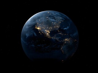 Obraz premium Nightly Earth in the outer space. Abstract wallpaper. City lights on planet. Civilization