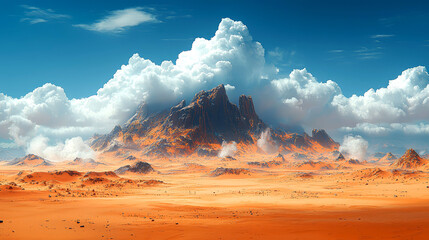 Majestic desert mountain under a dramatic sky.