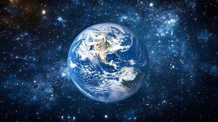 Fototapeta premium Nightly Earth in the outer space. Abstract wallpaper. City lights on planet. Civilization
