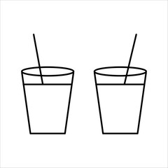 PrintGlass of water and water drop line icon. linear style sign for mobile concept and web design. Drinking glass and droplet outline vector icon. Symbol, logo,with white background