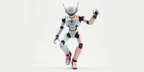 Fototapeta premium In a lively atmosphere, a sleek robot performs an electrifying dance routine, showcasing its agility and rhythmic movements, mesmerizing onlookers in awe