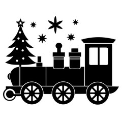 Fototapeta premium Christmas train on white background