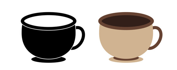 Coffee cup set. Tea cup icon . Flat style. Vector Illustration.