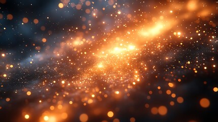 Obraz premium Gleaming particles shape a vivid energetic wave against a dark background image