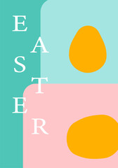 Colorful easter egg design with modern geometric patterns in pastel shades. Easter abstract modern geometry card.