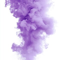 A purple color smoke explosion isolated on a transparent or white background in PNG format.