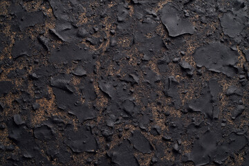 Dark grunge background. Black rock texture. Monochrome stone backdrop. Rough mountain surface