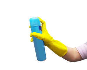 Deodorant spray in hand