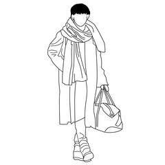 Fototapeta premium Male idol outfit with suit and bag at the airport.