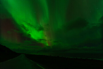Aurora Borealis, Northern Lights, Arctic Sky, Celestial Phenomenon, Night Sky, Starry Night, Winter Landscape, Green Lights, Purple Lights, Aurora Display, Natural Wonder, Arctic Wilderness, Polar Sky