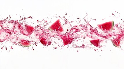 Fototapeta premium Watermelon slices and juice splash.
