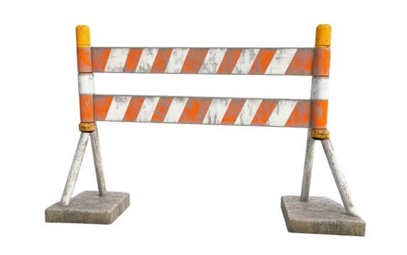 Barricade barrier on transparent or white background,png