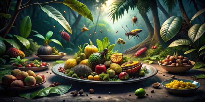 Mapinguari's rainforest lair: mythical beast, jungle creature, food photography reveals Amazonian secrets.