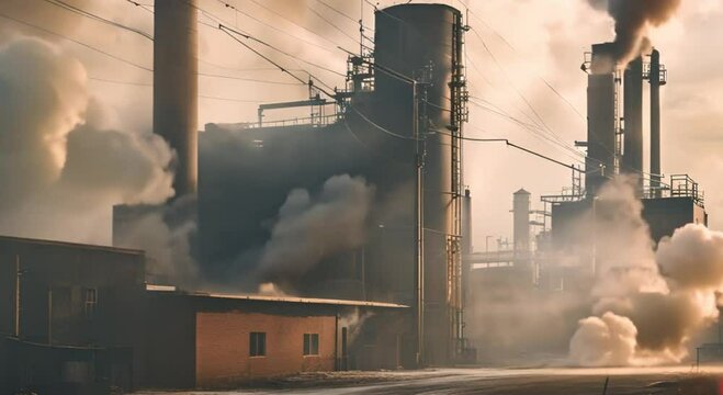 factory emitting very thick smoke