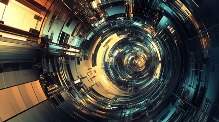 Obraz premium Futuristic abstract design showcasing intricate patterns and vibrant colors in a digital environment.