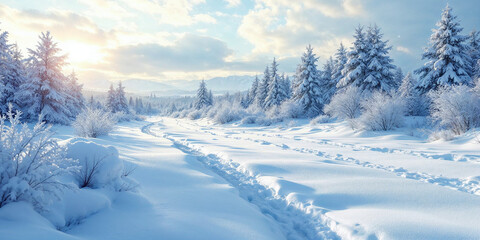 Concept photo of winter landscape with space for text