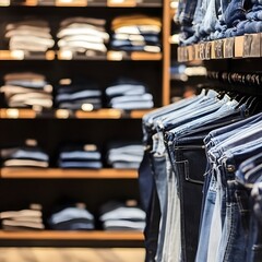 Denim Jeans clothing clothes stylish fashion wear in a store shop