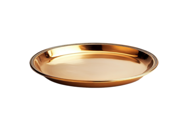Gold Platter Sitting on transparent or white background,png