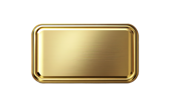 Golden Rectangle Button with Frame on transparent or white background,png