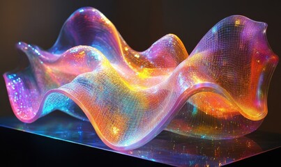 Fototapeta premium Holographic Neon Fluid Waves, Generative AI