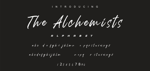 Vector brush style font, alphabet, and typeface