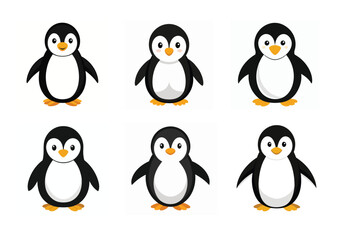 Set of penguin vector illustrations on white background