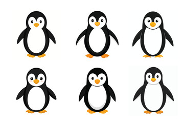 Set of penguin vector illustrations on white background