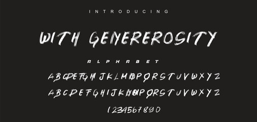 Vector brush style font, alphabet, and typeface