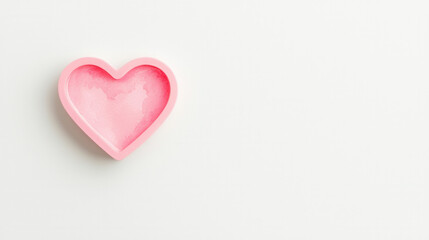 Fototapeta premium Valentine's Heart Love Concept. Pink heart shape on a white background.