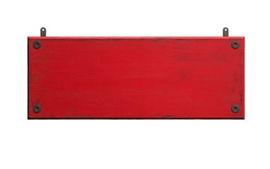 Horizontal red signboard on transparent or white background,png