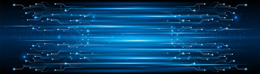 Blue glowing lines with glitter light effect on dark background. High speed internet technology concept or fast wireless data transmission. modern internet network connection technology background	