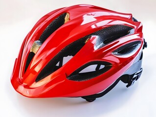 Red Bicycle helmet cycling sports equipment protective gear