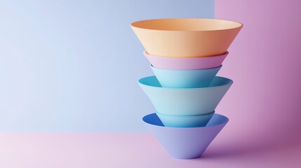 Colorful bowls stacked in a modern design, perfect for kitchen decor and culinary presentations.