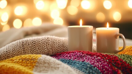 Cozy Candlemas Celebration with Warm Blankets and Steamy Drinks by Candlelight