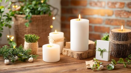 Elegant Handmade Decorations for Candlemas Celebration with Candles and Greenery