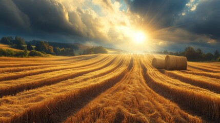 Obraz premium Bright Landscape under Overcast Sky with Sunlight