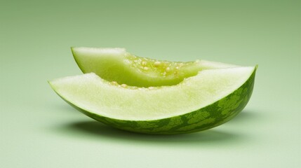 Fresh Green Melon Slice on Soft Green Background for Healthy Eating