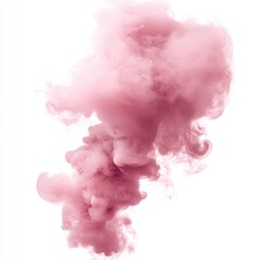 Fototapeta premium A transparent pink smoke cloud isolated on a transparent or white background in PNG format.