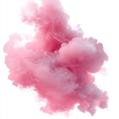 A transparent pink smoke cloud isolated on a transparent or white background in PNG format.