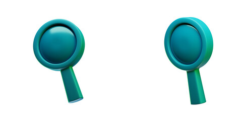Search Icon 3D magnifier lens on transparent background