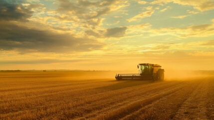 Naklejka premium Machinery in Early Morning Light with Panoramic View
