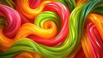 Colorful Swirling Abstract Background with Glossy Curves and Shapes