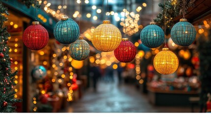 Obraz premium Colorful and festive Christmas light art patterns on a dark background
