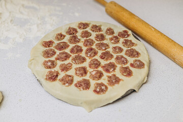 Making homemade dumplings in the kitchen